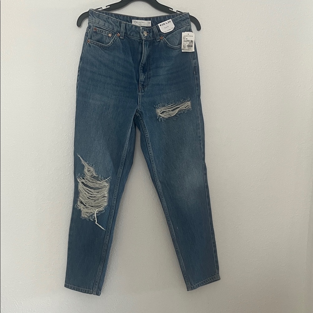 Topshop Blue Distressed Women Jeans